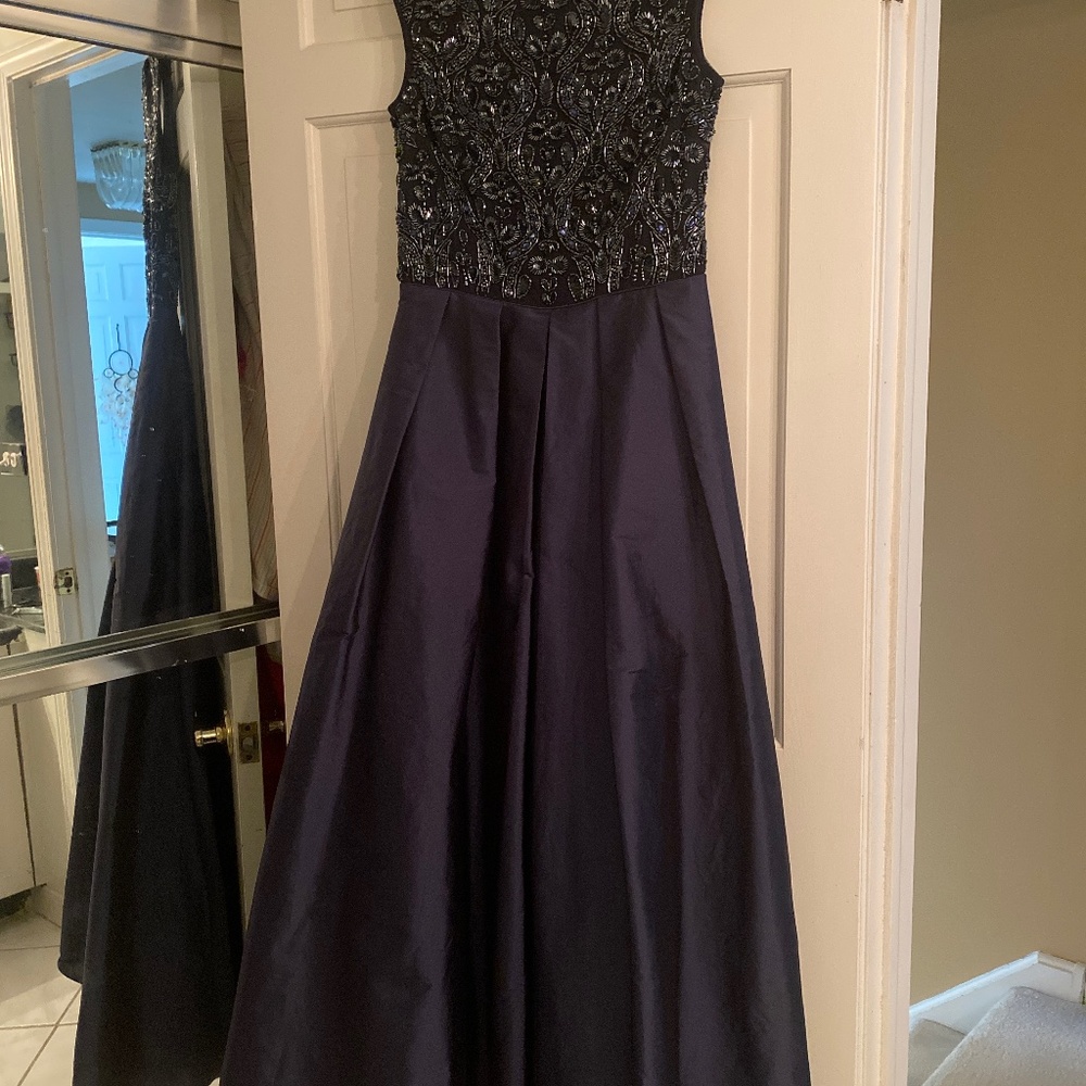 Aidan Mattox Blue Beaded Formal Gown